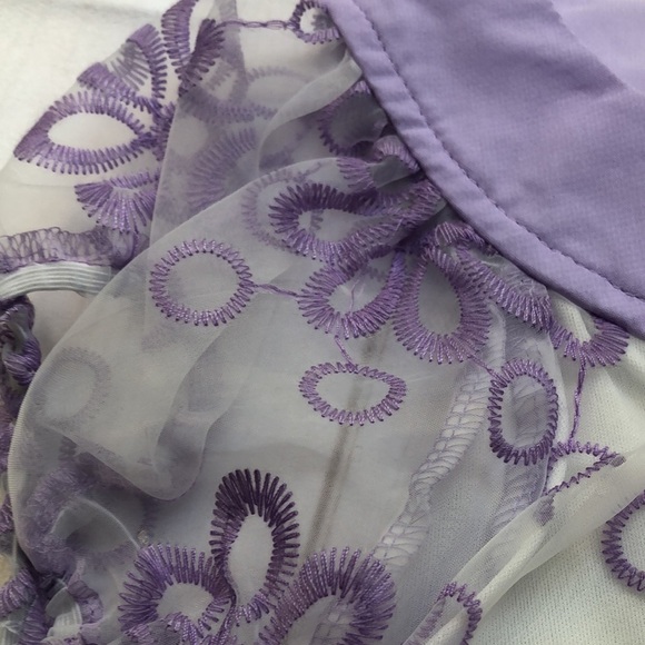 NWT SELF ESTEEM Sheer Layered Top Embroidered Purple Floral Puff Sleeve Girls 5 - Picture 7 of 15